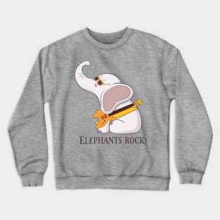 Elephants Rock, Funny Cute Elephant Crewneck Sweatshirt